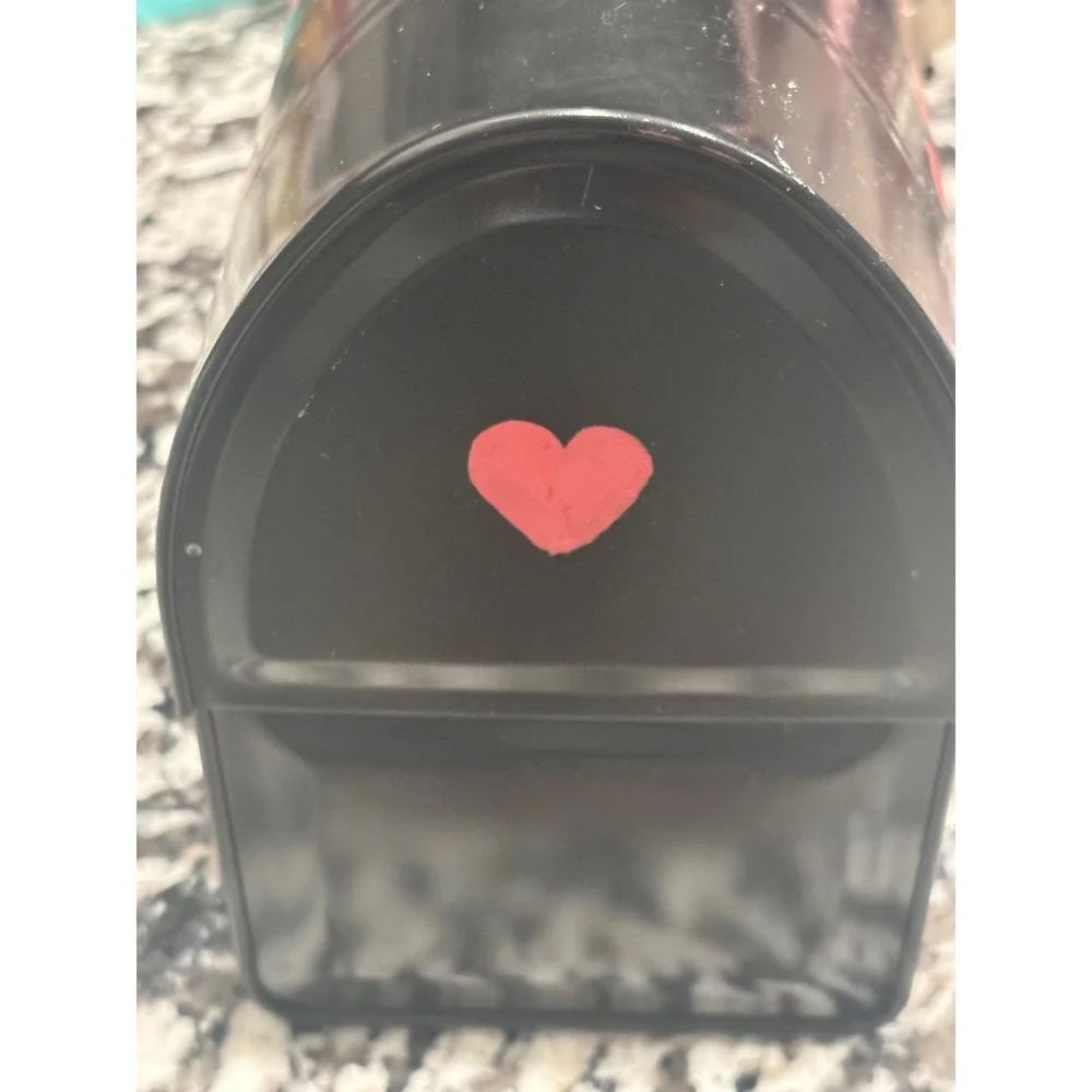 Vintage Aladdin Metal Dome Lunch‎ Box Black with Hand Painted Red Hearts Retro